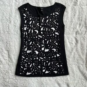 Ann Taylor Black Cutout Sleeveless Top